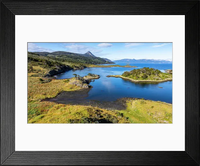 Framed Print : Aerial of Wulaia Bay, Tierra del Fuego, Chile, South America Framed Print : Aerial of Wulaia Bay, Tierra del Fuego, Chile, South America