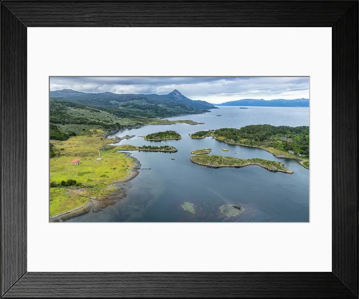 Framed Print : Aerial of Wulaia Bay, Tierra del Fuego, Chile, South America Framed Print : Aerial of Wulaia Bay, Tierra del Fuego, Chile, South America