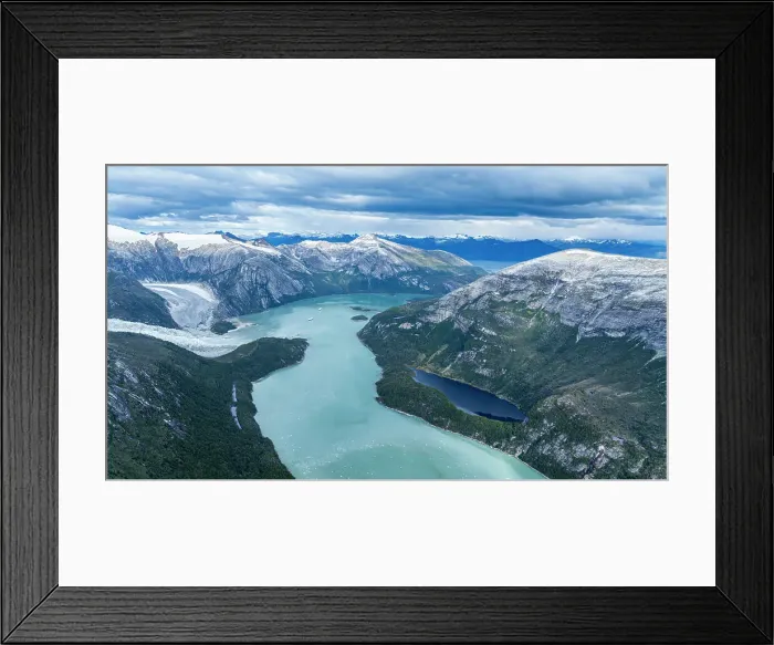 Framed Print : Aerial of Pia glacier and its fjord, Tierra del Fuego, Chile, South America