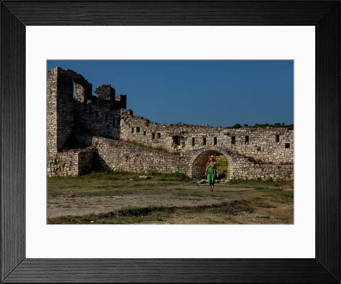 Framed Print : Woman at the ruins of Berat Castle, Berat, Albania, Europe Framed Print : Woman at the ruins of Berat Castle, Berat, Albania, Europe