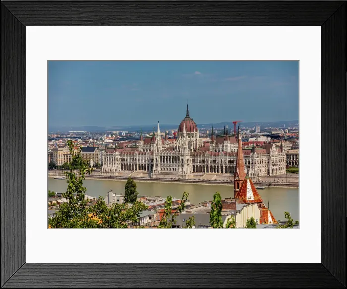 Framed Print : View of Hungarian Parliament Building and River Danube, UNESCO World Heritage Site, Budapest, Hungary, Europe