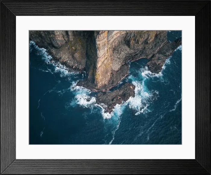 Framed Print : Aerial view of the rugged coastline of the Faroe Islands, Denmark, Atlantic, Europe Framed Print : Aerial view of the rugged coastline of the Faroe Islands, Denmark, Atlantic, Europe