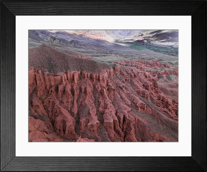 Framed Print : Kok-Moinok Canyon, a clay-sand structure formed on the slopes of arid mountains cut by water streams, Kyrgyzstan, Central Asia, Asia Framed Print : Kok-Moinok Canyon, a clay-sand structure formed on the slopes of arid mountains cut by water streams, Kyrgyzstan, Central Asia, Asia
