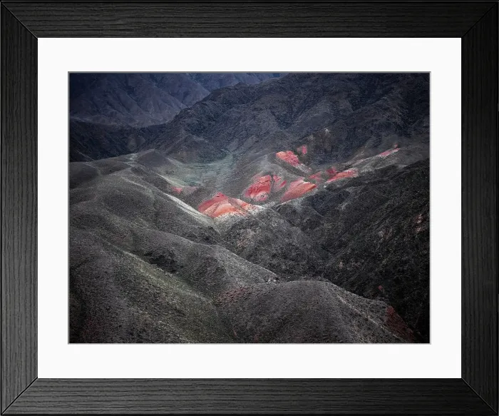 Framed Print : Aerial view of Kok-Moinok Canyon, a clay-sand structure formed on the slopes of arid mountains cut by water streams, Kyrgyzstan, Central Asia, Asia Framed Print : Aerial view of Kok-Moinok Canyon, a clay-sand structure formed on the slopes of arid mountains cut by water streams, Kyrgyzstan, Central Asia, Asia