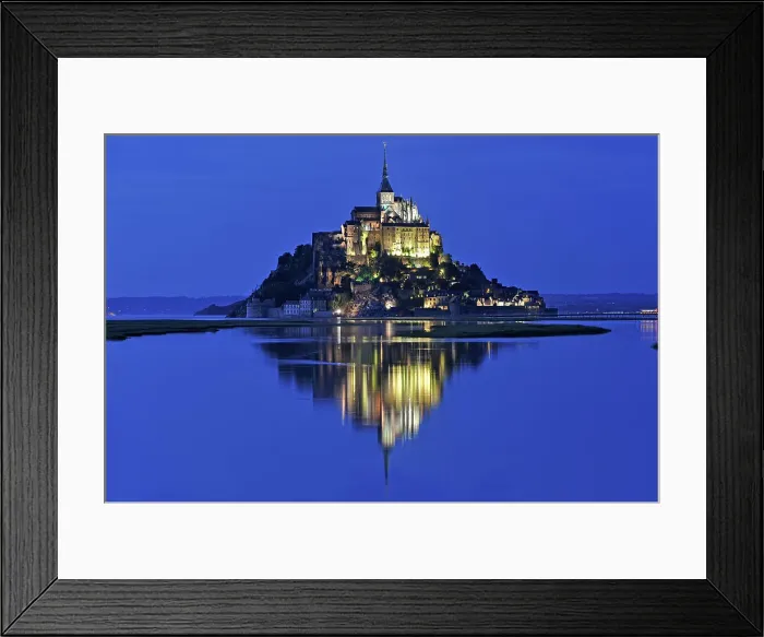 Framed Print : Mont-Saint-Michel, UNESCO World Heritage Site, in the mouth of the Couesnon river at dusk, Manche department, Normandy region, France, Europe Framed Print : Mont-Saint-Michel, UNESCO World Heritage Site, in the mouth of the Couesnon river at dusk, Manche department, Normandy region, France, Europe