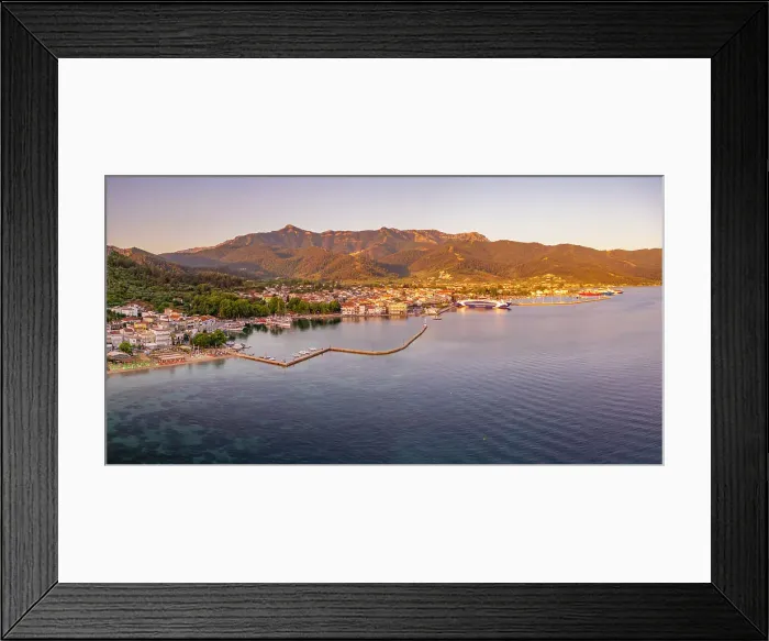 Framed Print : Aerial view of Thassos Town at sunrise, Thassos Town, Thassos, Aegean Sea, Greek Islands, Greece, Europe Framed Print : Aerial view of Thassos Town at sunrise, Thassos Town, Thassos, Aegean Sea, Greek Islands, Greece, Europe