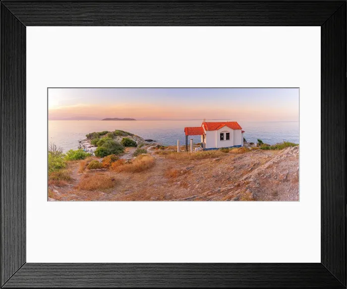 Framed Print : View of Church of the Holy Apostles in Thassos Town at sunset, Thassos, Aegean Sea, Greek Islands, Greece, Europe Framed Print : View of Church of the Holy Apostles in Thassos Town at sunset, Thassos, Aegean Sea, Greek Islands, Greece, Europe