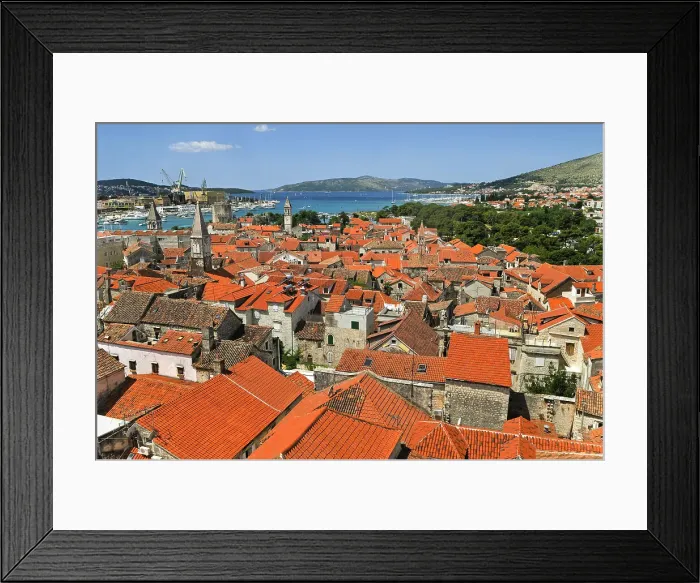 Framed Print : The old town viewed from the bell tower of Cathedral of St. Lawrence, Trogir, UNESCO World Heritage Site, near Split, Croatia, Southeast Europe