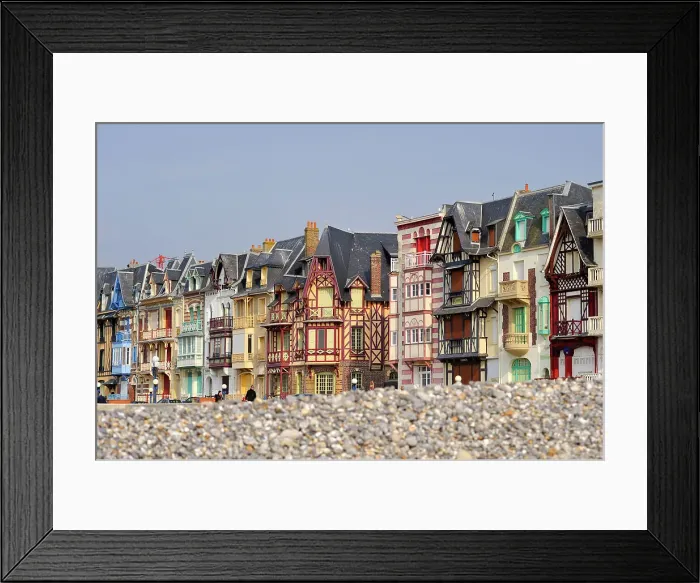 Framed Print : Sea front villas seen from the shingle beach, Mers-Les-Bains, Somme department, Picardie region, France, Europe Framed Print : Sea front villas seen from the shingle beach, Mers-Les-Bains, Somme department, Picardie region, France, Europe