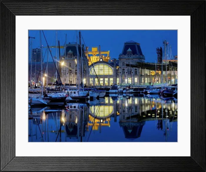 Framed Print : Railway station dusk, Ostend, Belgium, Europe Framed Print : Railway station dusk, Ostend, Belgium, Europe