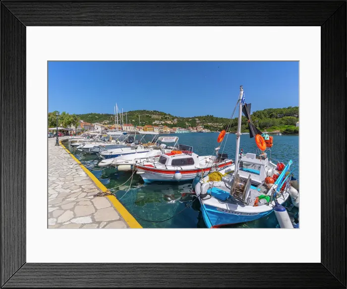 Framed Print : View of boats in the harbour in Gaios Town, Paxos, Ionian Sea, Greek Islands, Greece, Europe Framed Print : View of boats in the harbour in Gaios Town, Paxos, Ionian Sea, Greek Islands, Greece, Europe