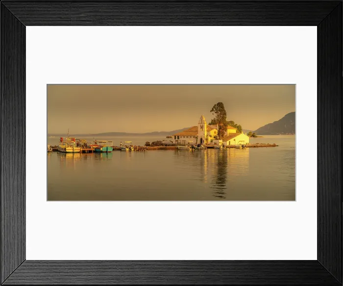 Framed Print : View of Holy Monastery of Panagia Vlacherna, Corfu, Ionian Sea, Greek Islands, Greece, Europe Framed Print : View of Holy Monastery of Panagia Vlacherna, Corfu, Ionian Sea, Greek Islands, Greece, Europe