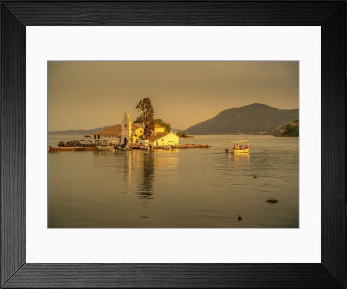 Framed Print : View of Holy Monastery of Panagia Vlacherna, Corfu, Ionian Sea, Greek Islands, Greece, Europe Framed Print : View of Holy Monastery of Panagia Vlacherna, Corfu, Ionian Sea, Greek Islands, Greece, Europe