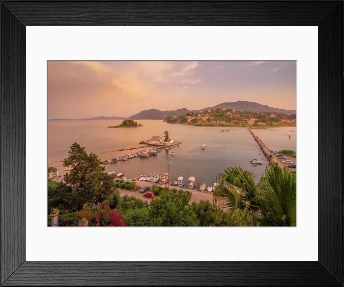 Framed Print : View of Holy Monastery of Panagia Vlacherna, Corfu, Ionian Sea, Greek Islands, Greece, Europe