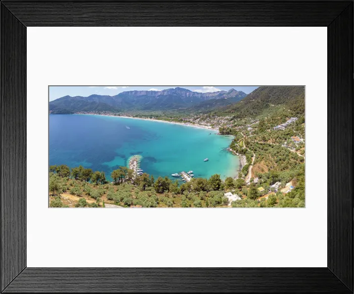 Framed Print : View of Chrysi Ammoudia and mountainous background, Thassos, Aegean Sea, Greek Islands, Greece, Europe