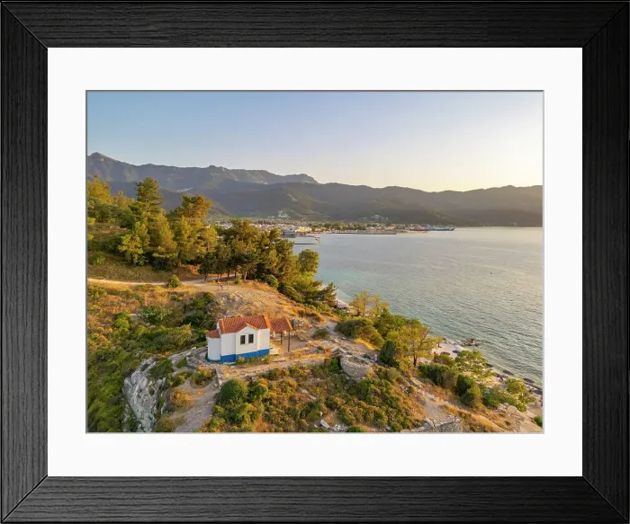 Framed Print : View of Church of the Holy Apostles and Thassos Town in background, Thassos Town, Limenas, Thassos, Aegean Sea, Greek Islands, Greece, Europe Framed Print : View of Church of the Holy Apostles and Thassos Town in background, Thassos Town, Limenas, Thassos, Aegean Sea, Greek Islands, Greece, Europe