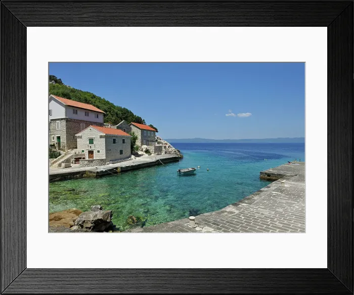 Framed Print : Protected historic site of Lucica, a former fishermen's settlement near Lastovo town, Lastovo island, Croatia, Southeast Europe