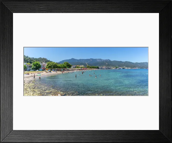 Framed Print : View of beach and sea in Thassos Town, Thassos, Aegean Sea, Greek Islands, Greece, Europe Framed Print : View of beach and sea in Thassos Town, Thassos, Aegean Sea, Greek Islands, Greece, Europe