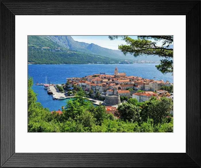 Framed Print : Korcula old town, Korcula island, Croatia, Southeast Europe