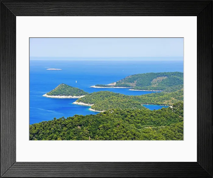 Framed Print : Western coast seen from Plesevo Brdo hill, Lastovo island, Croatia, Southeast Europe