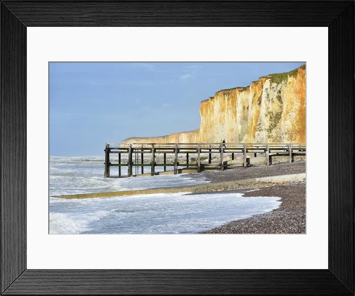 Framed Print : Wooden pier, Veules-les-Roses, Vaucottes hanging valley, Seine-Maritime department, Normandy region, France, Europe Framed Print : Wooden pier, Veules-les-Roses, Vaucottes hanging valley, Seine-Maritime department, Normandy region, France, Europe