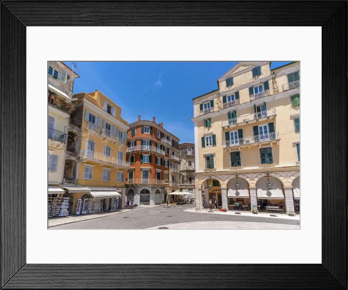 Framed Print : View of Pentophanaro (Five Lamps) in Place Theotoki, Corfu Town, Corfu, Ionian Sea, Greek Islands, Greece, Europe Framed Print : View of Pentophanaro (Five Lamps) in Place Theotoki, Corfu Town, Corfu, Ionian Sea, Greek Islands, Greece, Europe