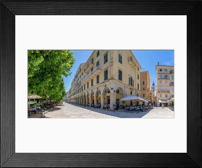 Framed Print : View of buildings and restaurants on the Liston Esplanade, Corfu Old Town, Corfu, The Ionian Islands, Greek Islands, Greece, Europe Framed Print : View of buildings and restaurants on the Liston Esplanade, Corfu Old Town, Corfu, The Ionian Islands, Greek Islands, Greece, Europe