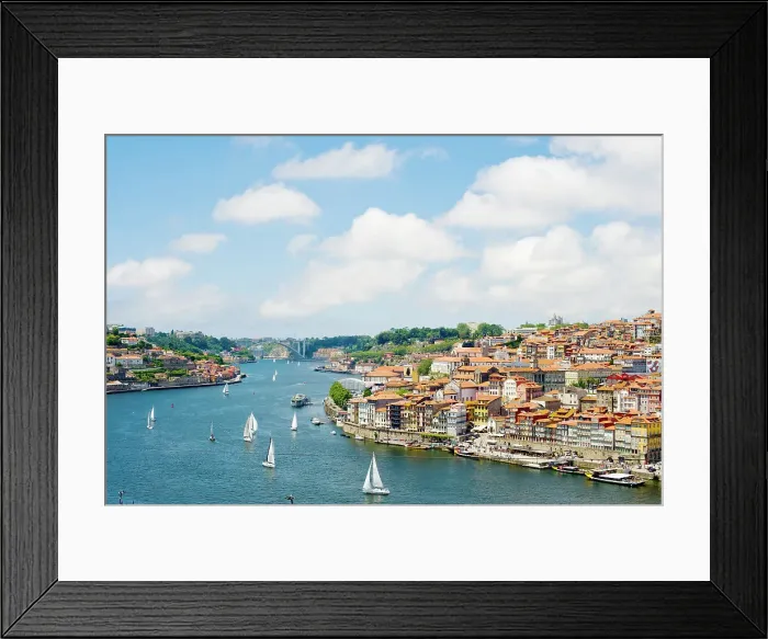 Framed Print : A view of Porto's historic centre and the Duoro River flowing towards its estuary and the Atlantic Ocean, Porto, Norte, Portugal, Europe Framed Print : A view of Porto's historic centre and the Duoro River flowing towards its estuary and the Atlantic Ocean, Porto, Norte, Portugal, Europe