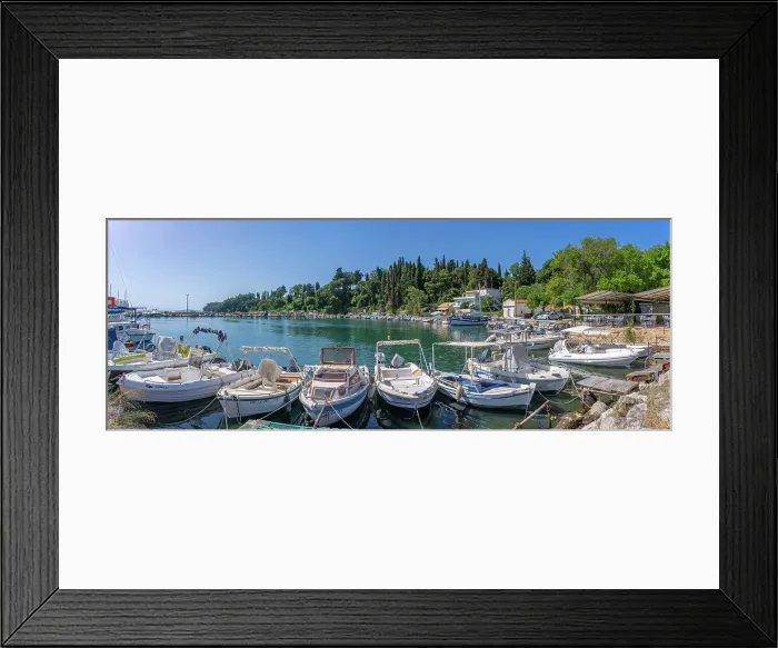 Framed Print : View of harbour boats at Ipsos, Ipsos, Corfu, Ionian Sea, Greek Islands, Greece, Europe Framed Print : View of harbour boats at Ipsos, Ipsos, Corfu, Ionian Sea, Greek Islands, Greece, Europe