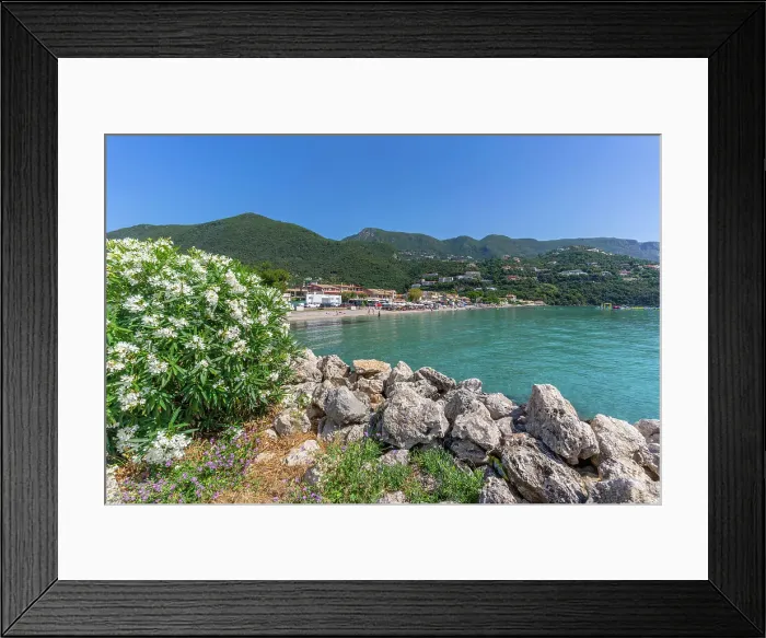 Framed Print : View of Ionian Sea and Ipsos Beach at Ipsos, Ipsos, Corfu, Ionian Sea, Greek Islands, Greece, Europe Framed Print : View of Ionian Sea and Ipsos Beach at Ipsos, Ipsos, Corfu, Ionian Sea, Greek Islands, Greece, Europe