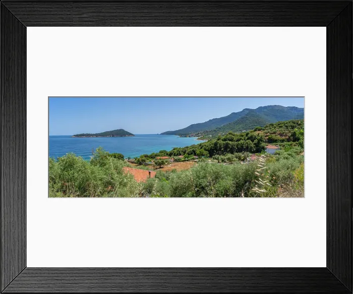 Framed Print : View of sea and coastline at Koinyra, Thassos, Aegean Sea, Greek Islands, Greece, Europe Framed Print : View of sea and coastline at Koinyra, Thassos, Aegean Sea, Greek Islands, Greece, Europe