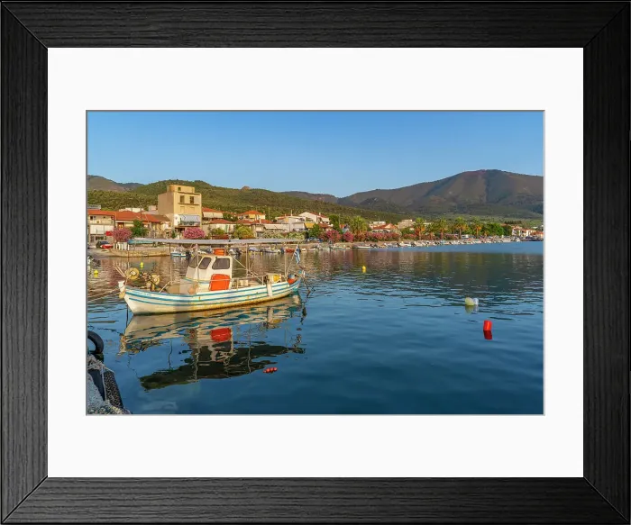 Framed Print : View of boats in the harbour at Skala Kallirachis, Skala Kallirachis, Thassos, Aegean Sea, Greek Islands, Greece, Europe Framed Print : View of boats in the harbour at Skala Kallirachis, Skala Kallirachis, Thassos, Aegean Sea, Greek Islands, Greece, Europe