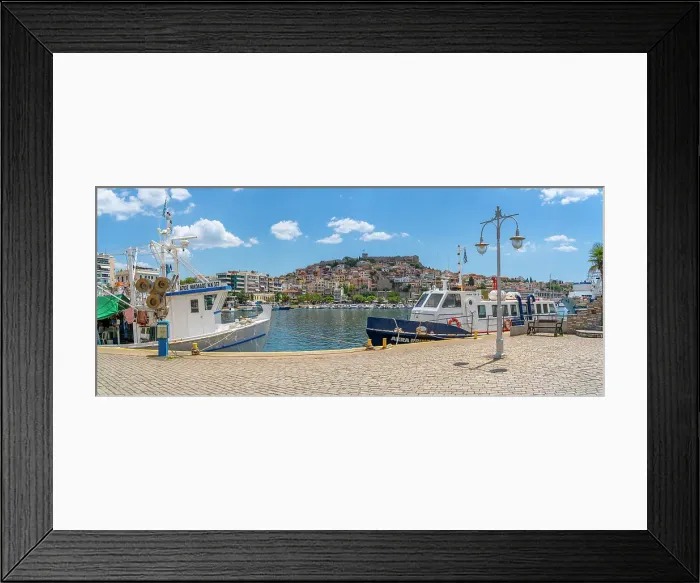 Framed Print : View of Kavala Fortress and boats in the port, Kavala, Dimos Kavalas, Eastern Macedonia and Thrace, Gulf of Thasos, Gulf of Kavala, Greece, Europe Framed Print : View of Kavala Fortress and boats in the port, Kavala, Dimos Kavalas, Eastern Macedonia and Thrace, Gulf of Thasos, Gulf of Kavala, Greece, Europe