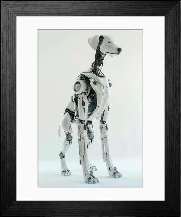 Framed Print : AI generated image of a Robot dog in front of a white background Framed Print : AI generated image of a Robot dog in front of a white background