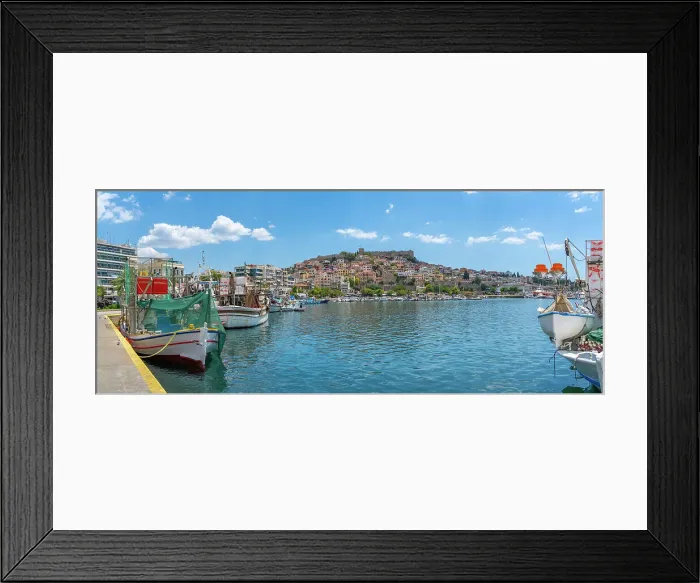Framed Print : View of Kavala Fortress and boats in the port, Kavala, Dimos Kavalas, Eastern Macedonia and Thrace, Gulf of Thasos, Gulf of Kavala, Greece, Europe Framed Print : View of Kavala Fortress and boats in the port, Kavala, Dimos Kavalas, Eastern Macedonia and Thrace, Gulf of Thasos, Gulf of Kavala, Greece, Europe