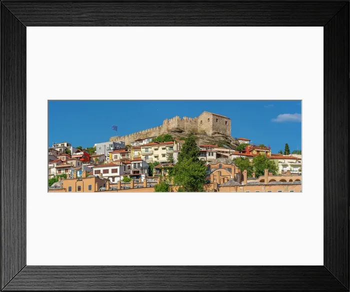 Framed Print : View of Kavala Fortress from the port, Kavala, Dimos Kavalas, Eastern Macedonia and Thrace, Gulf of Thasos, Gulf of Kavala, Greece, Europe