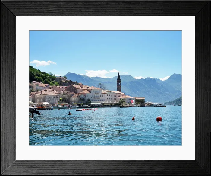 Framed Print : Perast on the Bay of Kotor, UNESCO World Heritage Site, Montenegro, Europe
