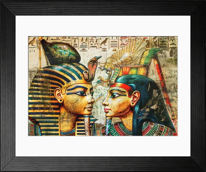 Framed Print : AI generated image of a Isis and Osiris represented on tomb wall Framed Print : AI generated image of a Isis and Osiris represented on tomb wall