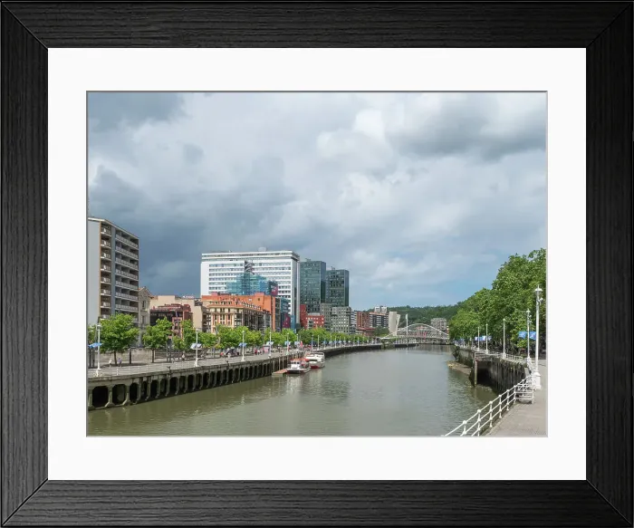 Framed Print : View towards the Calatrava (Zubizuri) Bridge, River Nervion, Bilbao, Basque Country, Spain, Europe Framed Print : View towards the Calatrava (Zubizuri) Bridge, River Nervion, Bilbao, Basque Country, Spain, Europe