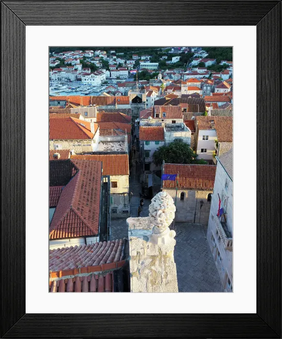 Framed Print : The Old Town from St. Marks Cathedral Tower, Korcula Town, Croatia, Europe Framed Print : The Old Town from St. Marks Cathedral Tower, Korcula Town, Croatia, Europe