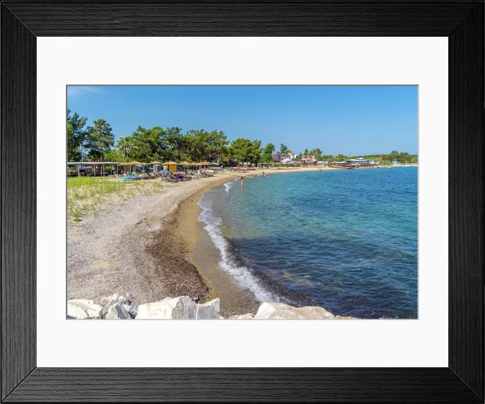 Framed Print : View of beach at Skala Prinos Port, Thassos, Aegean Sea, Greek Islands, Greece, Europe Framed Print : View of beach at Skala Prinos Port, Thassos, Aegean Sea, Greek Islands, Greece, Europe