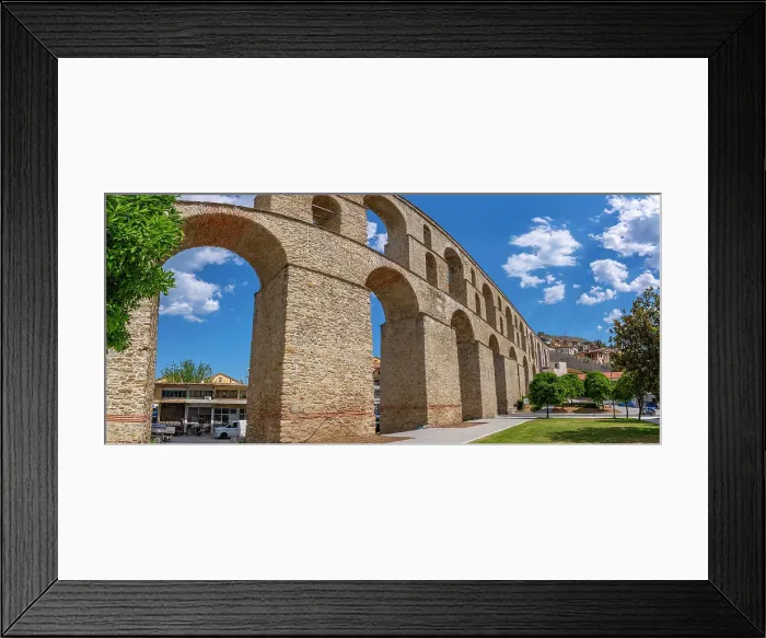 Framed Print : View of Aqueduct from Ottoman era, Dimos Kavalas, Eastern Macedonia and Thrace, Gulf of Thasos, Gulf of Kavala, Thracian Sea, Greece, Europe