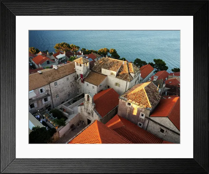 Framed Print : Korcula Rooftops from St. Marks Cathedral Tower, Korcula Town, Croatia, Europe Framed Print : Korcula Rooftops from St. Marks Cathedral Tower, Korcula Town, Croatia, Europe