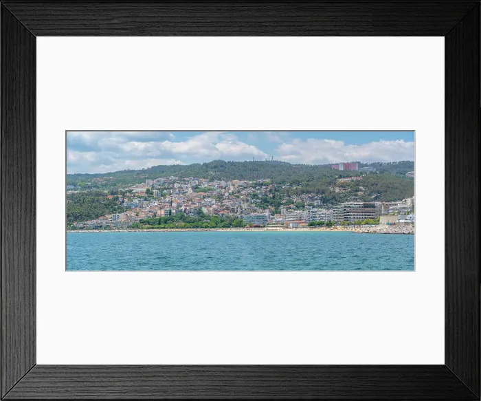 Framed Print : View of Kavala, Kavala, Dimos Kavalas, Eastern Macedonia and Thrace, Gulf of Thasos, Gulf of Kavala, Greece, Europe
