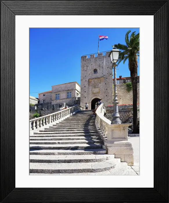Framed Print : Land Gate and Steps, Korcula Town, Croatia, Europe Framed Print : Land Gate and Steps, Korcula Town, Croatia, Europe