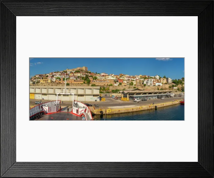 Framed Print : View of Kavala Fortress from ferry, Kavala, Dimos Kavalas, Eastern Macedonia and Thrace, Gulf of Thasos, Gulf of Kavala, Greece, Europe Framed Print : View of Kavala Fortress from ferry, Kavala, Dimos Kavalas, Eastern Macedonia and Thrace, Gulf of Thasos, Gulf of Kavala, Greece, Europe
