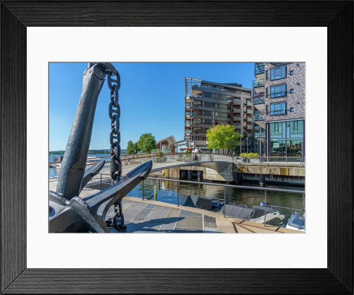 Framed Print : View of Anchor Cruiser Blucher and Astrup Fearnley Museum of Modern Art, Aker Brygge, Oslo, Norway, Scandinavia, Europe