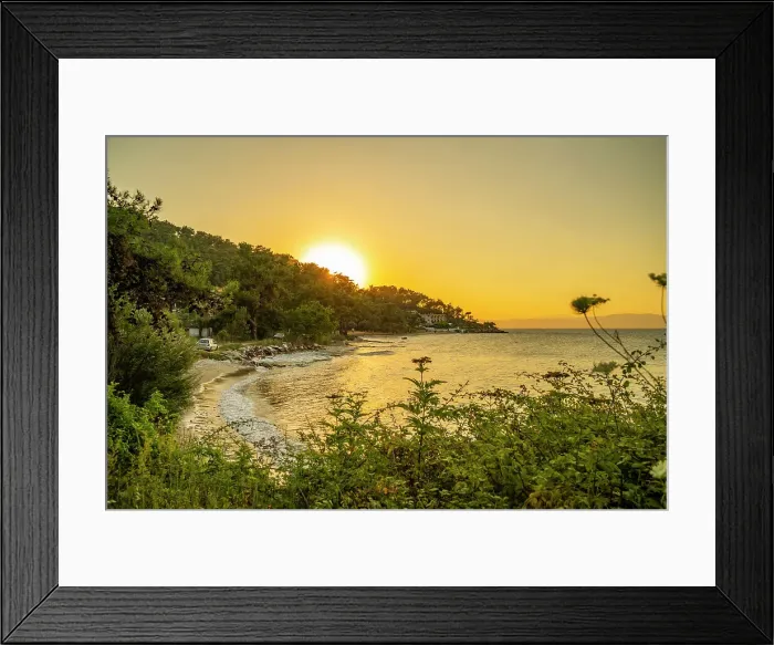 Framed Print : View of Nisteri Beach at sunset, Thassos Town, Thassos, Aegean Sea, Greek Islands, Greece, Europe Framed Print : View of Nisteri Beach at sunset, Thassos Town, Thassos, Aegean Sea, Greek Islands, Greece, Europe