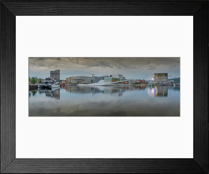 Framed Print : View of Oslo Opera House and Munch Museum reflecting in harbour on cloudy day, Oslo, Norway, Scandinavia, Europe Framed Print : View of Oslo Opera House and Munch Museum reflecting in harbour on cloudy day, Oslo, Norway, Scandinavia, Europe