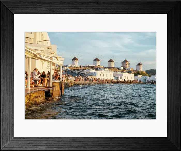 Framed Print : Little Venice at sunset, Chora (Mykonos Town), Mykonos Island, Cyclades, Greek Islands, Greece, Europe Framed Print : Little Venice at sunset, Chora (Mykonos Town), Mykonos Island, Cyclades, Greek Islands, Greece, Europe